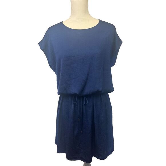 Mango Suit Blue Dress Keyhole Tapered Waist‎ Cup Sleeve Size 6 - Picture 1 of 9